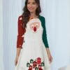 Women's Christmas Dress Sweater Dress Jumper Dress Mini Dress Ugly Santa Claus Outdoor Christmas Daily Holiday Crew Neck Long Sleeve 2023 Regular Fit Pink Wine Green S M L XL XXL 3XL