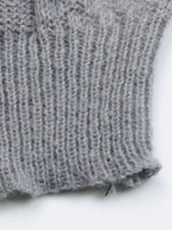 Women's Sweater Dress Winter Dress Jumper Dress Mini Dress Ruched Outdoor Street Daily Fashion Streetwear V Neck Long Sleeve 2023 Loose Fit Gray Color S M L Size -Tesla Style gshgii1695036414203