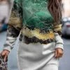 Women's Casual Dress Sweatshirt Dress Winter Dress Ombre Marble Print Print Crew Neck Mini Dress Fashion Streetwear Outdoor Daily Long Sleeve Loose Fit Pink Blue Dark Green Fall Winter S M L XL XXL