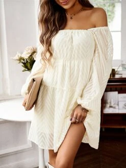 Women's Work Dress Black Dress Semi Formal Dress Fashion Mini Dress Ruched Square Neck Long Sleeve Plain Loose Fit Black Red Army Green Fall S M L XL -Tesla Style gtybsn1693300565139