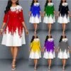 Women's Christmas Work Dress Swing DressKnee Length Dress Green Blue Purple Yellow Red Black 3/4 Length Sleeve Santa Claus Tree Snowflake Print Fall Winter Crew Neck Elegant Modern 2022 S -Tesla Style gubfaj1667890132763