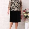 Women's Plus Size Party Dress Lace Dress Cocktail Dress Midi Dress Black 3/4 Length Sleeve Pure Color Lace Spring Fall Winter Crew Neck Fashion Winter Dress Wedding Guest 2023 L XL XXL 3XL 4XL 5XL -Tesla Style gumuej1697444369371