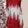 Women's Christmas Work Dress Casual Dress Fashion Winter DressDaily Midi Dress Pocket Print Crew Neck Long Sleeve PlaidTree Regular Fit Wine Red Gold Fall Winter S M L XL XXL -Tesla Style gurxrp1695713733513