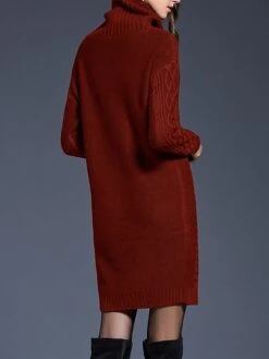 Women's Sweater Dress Jumper Dress Winter Dress Mini Dress Warm Plain Outdoor Daily Holiday Vacation Turtleneck Long Sleeve 2023 Loose Fit White Wine Blue M L XL XXL 3XL -Tesla Style guyzoc1697711247324