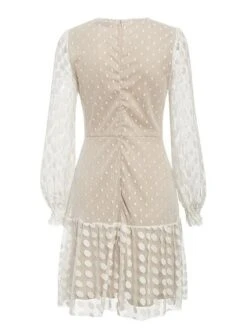 Women's Party Dress Lace Dress Wedding Guest Dress Mini Dress White Long Sleeve Polka Dot Lace Spring Fall Winter Crew Neck Fashion Birthday Wedding Guest Vacation 2023 S M L XL XXL -Tesla Style gvfono1691746157922
