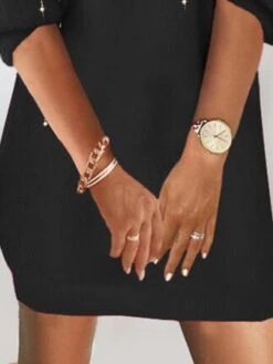 Women's Sweatshirt Dress Winter Dress Shift Dress Mini Dress Gold 3/4 Length Sleeve Color Gradient Print Summer Spring V Neck Vacation Loose Fit 2023 S M L XL XXL 3XL -Tesla Style gvwlbj1665659099466