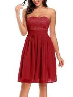 Women's Retro Elegant Homecoming Dress Mini Dress Party Wedding Guest Pleated Zipper Solid Color Strapless Sleeveless Regular Fit Summer Spring 2023 Pink Burgundy S M L XL 9 Women's Retro Elegant Homecoming Dress Mini Dress Party Wedding Guest Pleated Zipper Solid Color Strapless Sleeveless Regular Fit Summer Spring 2023 Pink Burgundy S M L XL -Tesla Style gwpfwt1678183575945