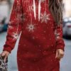 Women's Christmas Casual Dress Hoodie Dress Mini Dress Warm Fashion OutdoorHoliday V Neck Print Snowflake Loose Fit Wine Blue Green S M L XL XXL 1 Women's Christmas Casual Dress Hoodie Dress Mini Dress Warm Fashion OutdoorHoliday V Neck Print Snowflake Loose Fit Wine Blue Green S M L XL XXL -Tesla Style gwywcg1695365442105
