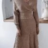 Women's Sweater Dress Jumper Dress Casual Dress Midi Dress Fashion Pure Color Outdoor Daily Vacation Going Out V Neck Long Sleeve Patchwork 2023 Regular Fit Pink Burgundy Apricot One Size