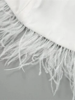 Women‘s Prom Dress Party Dress Homecoming Dress Feather Dress Midi Dress White Sleeveless Pure Color Backless Fall Winter Autumn Strapless Fashion Winter Dress Wedding Guest Birthday Slim 2023 -Tesla Style gybklv1693212579288