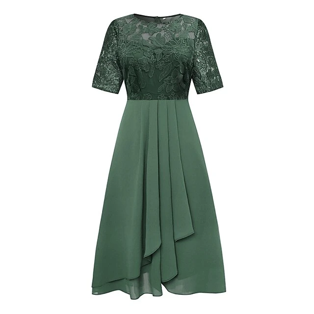 Women‘s Cocktail Party Dress Lace Dress Midi Dress Green Blue Purple Half Sleeve Floral Embroidery Lace Summer Spring Crew Neck Elegant Classic Wedding Guest 2023 S M L XL XXL 3XL 13 Women‘s Cocktail Party Dress Lace Dress Midi Dress Green Blue Purple Half Sleeve Floral Embroidery Lace Summer Spring Crew Neck Elegant Classic Wedding Guest 2023 S M L XL XXL 3XL - Image 11