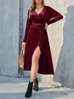 Women's Party Dress Velvet Dress Cocktail Dress Midi Dress Black Wine Brown Long Sleeve Pure Color Lace Up Spring Fall Winter V Neck Fashion Winter Dress Birthday Wedding Guest 2023 S M L XL XXL 3XL 24 Women's Party Dress Velvet Dress Cocktail Dress Midi Dress Black Wine Brown Long Sleeve Pure Color Lace Up Spring Fall Winter V Neck Fashion Winter Dress Birthday Wedding Guest 2023 S M L XL XXL 3XL -Tesla Style gzunew1692078937142