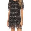 Women‘s Party Dress Fringe Dress Sequin Dress Homecoming Dress Mini Dress Black Champagne Short Sleeve Pure Color Sparkly Glitter Sequins Spring Fall Winter Crew Neck Fashion Winter Dress -Tesla Style gzzils1692690728795