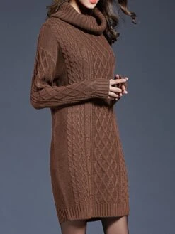 Women's Sweater Dress Jumper Dress Winter Dress Mini Dress Warm Plain Outdoor Daily Holiday Vacation Turtleneck Long Sleeve 2023 Loose Fit White Wine Blue M L XL XXL 3XL -Tesla Style hbcchc1697711249523