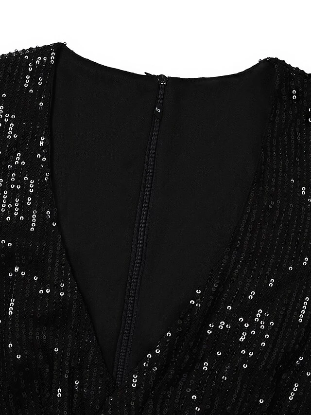 Women‘s Formal Party Dress Sequin Dress Holiday Dress Mini Dress Black Gold Long Sleeve Pure Color Sequins Winter Fall Spring V Neck Fashion Winter Dress Birthday 2023 S M L XL XXL 6 Women‘s Formal Party Dress Sequin Dress Holiday Dress Mini Dress Black Gold Long Sleeve Pure Color Sequins Winter Fall Spring V Neck Fashion Winter Dress Birthday 2023 S M L XL XXL - Image 4