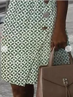 Women's Work Dress Midi Dress Green Sleeveless Print Print Summer Spring Crew Neck Elegant Office 2023 S M L XL XXL -Tesla Style hfaqze1658300823929