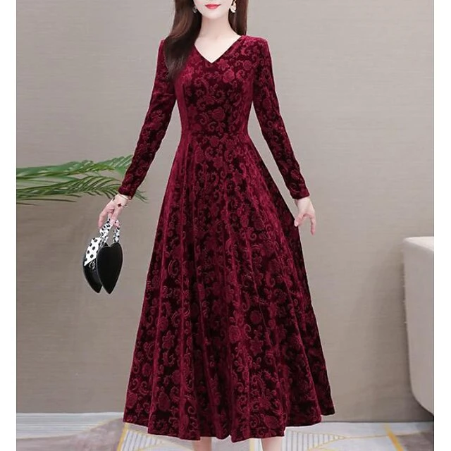 Women's Velvet Dress Homecoming Dress Empire Waist Dresses Long Dress Maxi Dress Black Wine Blue Long Sleeve Pure Color Ruched Spring Fall Winter V Neck Stylish Winter Dress Evening Party Wedding 14 Women's Velvet Dress Homecoming Dress Empire Waist Dresses Long Dress Maxi Dress Black Wine Blue Long Sleeve Pure Color Ruched Spring Fall Winter V Neck Stylish Winter Dress Evening Party Wedding - Image 12