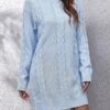 Women's Sweater Dress Jumper Dress Casual Dress Mini Dress Warm Pure Color Outdoor Casual Daily Going Out Crew Neck Long Sleeve 2023 Loose Fit Green Light Blue S M L