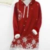 Women's Christmas Hoodie Dress Shift Dress Mini Dress Black Blue Wine Long Sleeve Santa Claus Print Fall Spring Hooded Fashion Christmas Daily Date Loose Fit 2022 S M L XL XXL 3XL -Tesla Style hgkyxc1667562297410