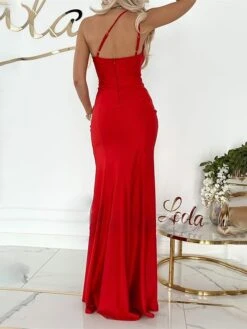 Women's Prom Dress Party Dress Black Dress Cocktail Dress Long Dress Maxi Dress Black Red Green Sleeveless Pure Color Backless Spring Fall Winter One Shoulder -Tesla Style hguxjs1692080343965