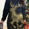 Women's Christmas Casual Dress Sweatshirt Dress Mini Dress Warm Fashion OutdoorVacation Crew Neck Print Animal Snowman Snowflake Loose Fit Red Burgundy Navy Blue S M L XL XXL -Tesla Style hiogar1695377549497