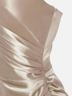 Women‘s Satin Dress Midi Dress Champagne Sleeveless Pure Color Split Ruched Spring Summer V Neck Stylish Elegant Sexy 2022 S M L XL -Tesla Style hirsxs1693288111920