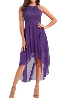 Women's Party Dress Lace Dress Homecoming Dress Midi Dress Pink Wine Purple Sleeveless Pure Color Lace Summer Spring Crew Neck Party Birthday Evening Party Wedding Guest 2023 S M L XL 2XL -Tesla Style hiwhyz1675674067809