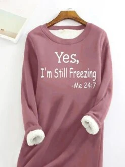 Women's Sweatshirt Dress Casual Dress Mini Dress Warm Fashion Outdoor Holiday Vacation Crew Neck Print Print Loose Fit Dark Pink S M L XL XXL -Tesla Style hjnftn1697794268574