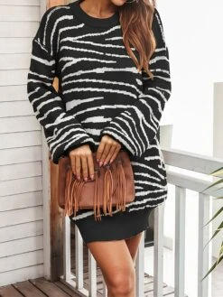 Women's Sweater Dress Winter Dress Jumper Dress Mini Dress Ruched Outdoor Daily Vacation Active Fashion Crew Neck Long Sleeve 2023 Loose Fit Black Khaki Gray Color S M L Size -Tesla Style hkpzeg1692687137967