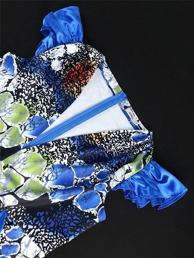 Women's Party Dress Wedding Guest Dress Sheath Dress Midi Dress Blue Short Sleeve Floral Ruffle Summer Spring Fall V Neck Fashion Wedding Guest Vacation Summer Dress 2023 S M L XL XXL 3XL 4XL 6 Women's Party Dress Wedding Guest Dress Sheath Dress Midi Dress Blue Short Sleeve Floral Ruffle Summer Spring Fall V Neck Fashion Wedding Guest Vacation Summer Dress 2023 S M L XL XXL 3XL 4XL - Image 4