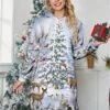 Women's Casual Dress Hoodie Dress Mini Dress Warm Fashion Outdoor Christmas Holiday Hoodie Print Christmas Tree Loose Fit Blue S M L XL XXL -Tesla Style hluwbo1696762680655