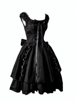 Women‘s Halloween Dress Retro Gothic Vintage Dress Midi Dress Party Outdoor Lace Up Drawstring Plain Square Neck Sleeveless Loose Fit Summer Spring 2023 Black S M L XL -Tesla Style hlzeui1677217637241