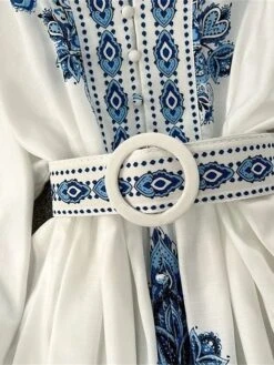 Women's Work Dress Semi Formal Dress A Line Dress Fashion Midi Dress Print V Neck Long Sleeve Floral Regular Fit Blue Summer Spring S M L XL -Tesla Style hmnwsf1690857097624