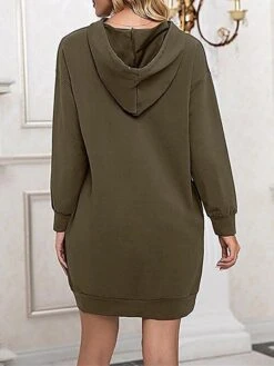Women's Casual Dress Hoodie Dress Shift Dress Mini Dress Pocket Outdoor Street Daily Active Fashion Hooded Long Sleeve 2023 Loose Fit Black Wine Army Green Color S M L XL XXL Size -Tesla Style hngnho1693558126636