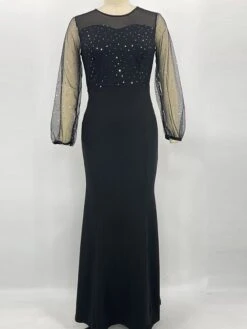 Women‘s Prom Dress Party Dress Sequin Dress Long Dress Maxi Dress Black Long Sleeve Pure Color Sparkly Glitter Sequins Fall Winter Autumn Spaghetti Strap Fashion Wedding Guest Evening Party -Tesla Style hnzbjn1693982497810
