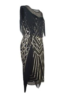 Women‘s Halloween Dress Party Dress Fringe Dress Sequin Dress Midi Dress Green Black Gold Short Sleeve Striped Sequins Spring Fall Crew Neck 1920s Party 2023 Style M L XL XXL 3XL -Tesla Style hpzywt1660818764398