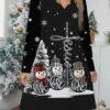 Women's Work Dress Casual Dress Fashion Winter Dress Christmas Daily Mini Dress Print V Neck Long Sleeve Santa Claus Snowman Regular Fit Black Wine Red Fall Winter S M L XL XXL -Tesla Style hqbrij1695888019803