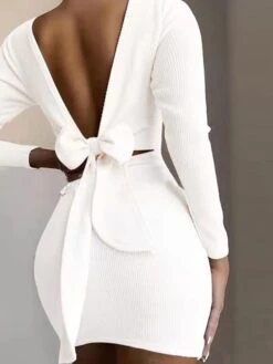 Women‘s Sweater Dress Winter Dress Sheath Dress Mini Dress Black White Pink Long Sleeve Pure Color Backless Spring Fall Winter Crew Neck Fashion Winter Dress Vacation Fall Dress 2023 S M L XL XXL -Tesla Style hqotnj1632727874177