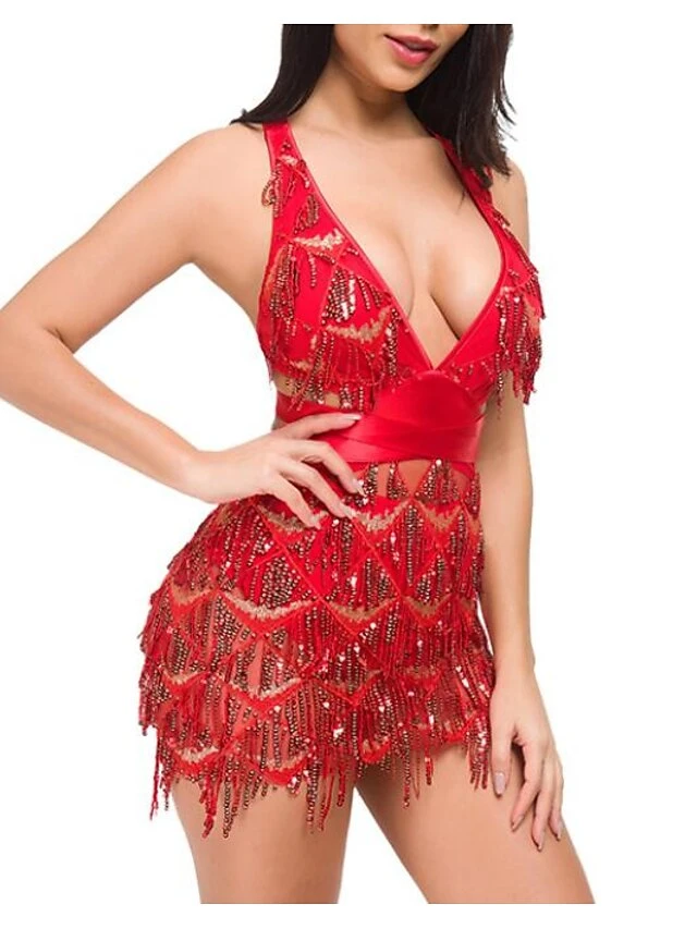 Women's Fringe Dress Sequin Dress Holiday Dress Mini Dress Silver Black Wine Sleeveless Pure Color Sequins Summer Spring Deep V Hot Party Summer Dress 2023 S M L XL 8 Women's Fringe Dress Sequin Dress Holiday Dress Mini Dress Silver Black Wine Sleeveless Pure Color Sequins Summer Spring Deep V Hot Party Summer Dress 2023 S M L XL - Image 6