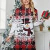 Women's Casual Dress Hoodie Dress Mini Dress Warm Fashion Outdoor Christmas Holiday Hoodie Print Geometric Snowman Snowflake Loose Fit Red Navy Blue Blue S M L XL XXL -Tesla Style hshizx1696747620625