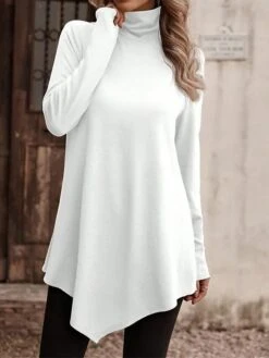 Women's Casual Dress Sweatshirt Dress Plain Dress Mini Dress Patchwork Daily Vacation Going Out Active Fashion Turtleneck Long Sleeve 2023 Loose Fit Black White Pink Color S M L XL XXL Size -Tesla Style htxlpr1694594538831