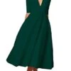 Women's Party Dress Swing Dress Emerald Green Dress Midi Dress Black White Fuchsia Half Sleeve Pure Color Ruched Spring Fall V Neck Party Evening Party 2022 S M L XL XXL XXXL 2 Women's Party Dress Swing Dress Emerald Green Dress Midi Dress Black White Fuchsia Half Sleeve Pure Color Ruched Spring Fall V Neck Party Evening Party 2022 S M L XL XXL XXXL -Tesla Style hucsxw1609902882607