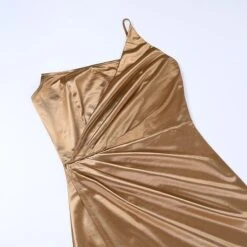 Women‘s Formal Party Dress Satin Dress Black Dress Sheath Dress Long Dress Maxi Dress Champagne Sleeveless Pure Color Ruched Spring Summer One Shoulder Weekend Slim 2023 -Tesla Style hvboek1668483441146
