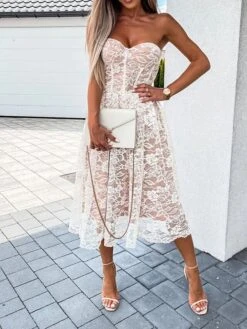 Women's Party Dress Lace Dress Homecoming Dress Mini Dress Black White Sleeveless Pure Color Backless Summer Spring Strapless Stylish Vacation Spring Dress 2023 S M L XL -Tesla Style hvinwm1655262363563