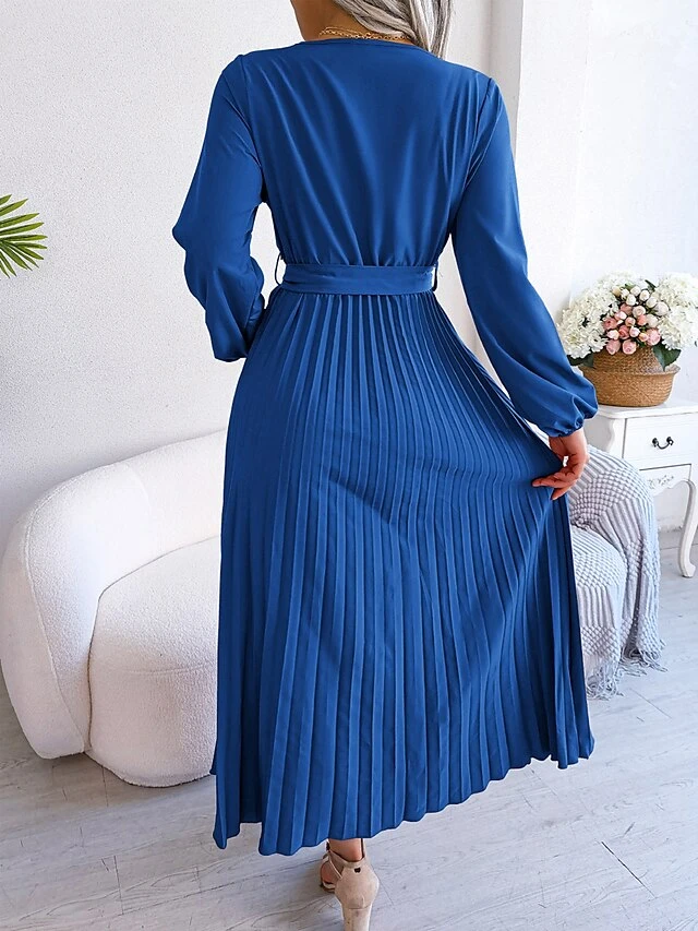Women's Prom Dress Party Dress Sheath Dress Long Dress Maxi Dress Black Red Royal Blue Long Sleeve Pure Color Lace Up Fall Winter Autumn V Neck Fashion Evening Party Vacation 2023 S M L XL 11 Women's Prom Dress Party Dress Sheath Dress Long Dress Maxi Dress Black Red Royal Blue Long Sleeve Pure Color Lace Up Fall Winter Autumn V Neck Fashion Evening Party Vacation 2023 S M L XL - Image 9