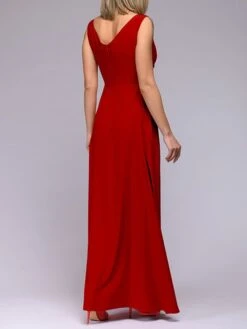 Women‘s Prom Party Dress Swing Dress Long Dress Maxi Dress Black Wine Red Sleeveless Pure Color Backless Winter Fall Spring V Neck Fashion Evening Party 2023 S M L XL XXL -Tesla Style hwmswl1671444696432