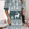 Women's Christmas Hoodie Dress Shift Dress Mini Dress Black Blue Wine Long Sleeve Plaid Print Fall Spring Hooded Fashion Christmas Daily Loose Fit 2022 S M L XL XXL 3XL -Tesla Style hwtftr1667635643057