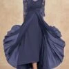 Women's Prom Dress Party Dress Lace Dress Long Dress Maxi Dress Dark Blue Half Sleeve Pure Color Lace Spring Fall Winter Crew Neck Fashion Winter Dress Evening Party Wedding Guest 2023 S M L XL XXL -Tesla Style hxeuat1692769530481