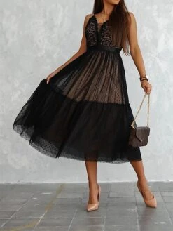 Women's Party Dress Lace Dress Homecoming Dress Midi Dress Black White Pink Sleeveless Floral Lace Summer Spring Fall Spaghetti Strap Party Birthday Wedding Guest Vacation Slim 2023 S M L XL / Winter -Tesla Style hxkyyz1675654779120