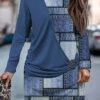 Women's Casual Dress Plaid Dress Sweatshirt Dress Geometric Plaid Patchwork Print Crew Neck Mini Dress Fashion Streetwear Outdoor Daily Long Sleeve Loose Fit Royal Blue Blue Fall Winter S M L XL XXL -Tesla Style hxxnkd1695372590333
